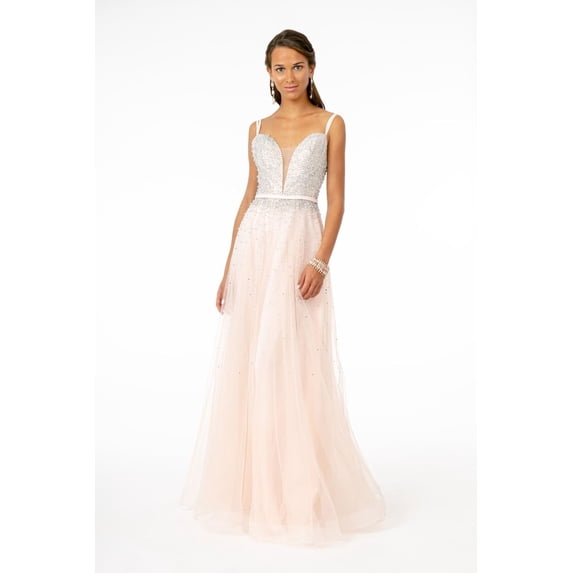 Women's Elizabeth K Embellished Dress Gl2892 Blush Pink Size S