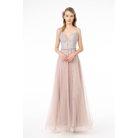 Women's Elizabeth K Embellished Dress Gl2892 Mauve Size L