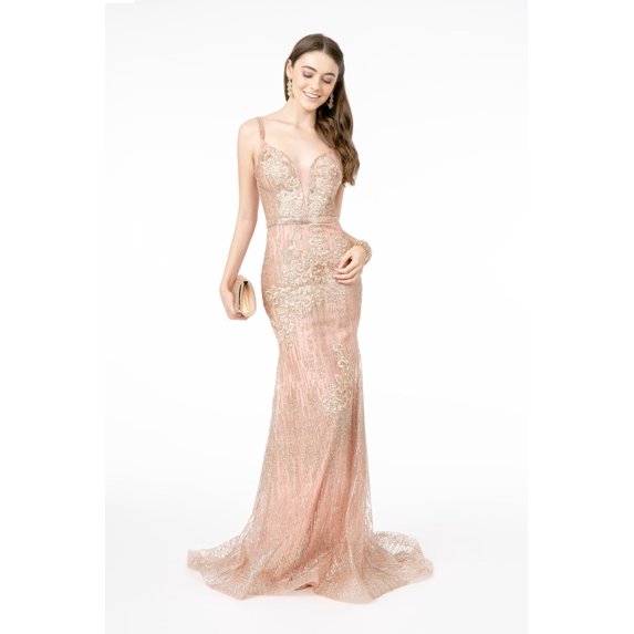 Women's Elizabeth K Fitted Bodycon Glitter Print Summer Dress Gl2889 Dusty Rose Pink Size 2XL