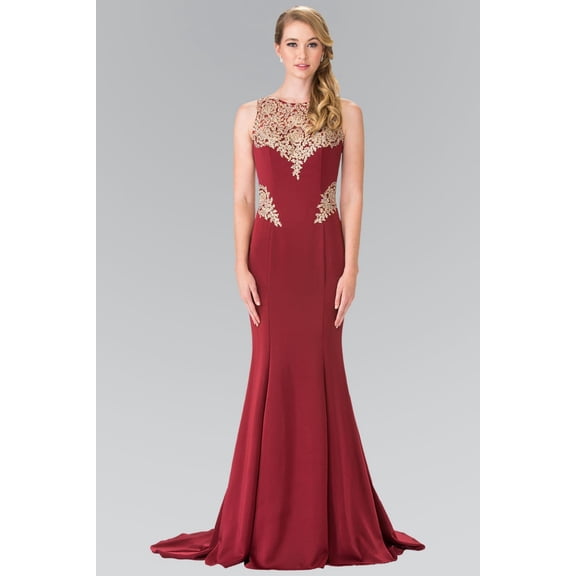 Women's Elizabeth K Formal Gown Wedding Guest Style Gl2312 Burgundy Size S