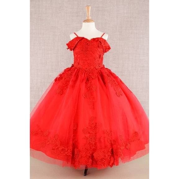 Women's Elizabeth K Gk112 Embroidered Cold Shoulder Gown Red Size 14