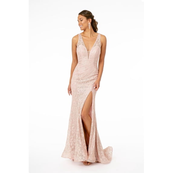 Women's Elizabeth K Glitter Formal Gown Gl2898 Rose Pinkgold Size XS