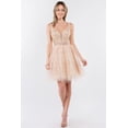 thumbnail image 1 of Women's Elizabeth K Glitter Print Summer V Neck Short Dress Gs1965 Champagne Goldish Beige Size L, 1 of 5