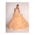 thumbnail image 1 of Women's Elizabeth K Jeweled Cap Sleeve Ball Gown Gl1600 Blush Pink Size L, 1 of 5