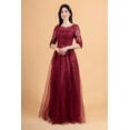 thumbnail image 1 of Women's Elizabeth K Lace 3 4 Sleeve A-line Gown Gl3629 Dress Burgundy Size 2XL, 1 of 5