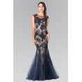 thumbnail image 1 of Women's Elizabeth K Long Beaded Lace Mermaid Dress Gl2276 Navy Blue Size L, 1 of 5