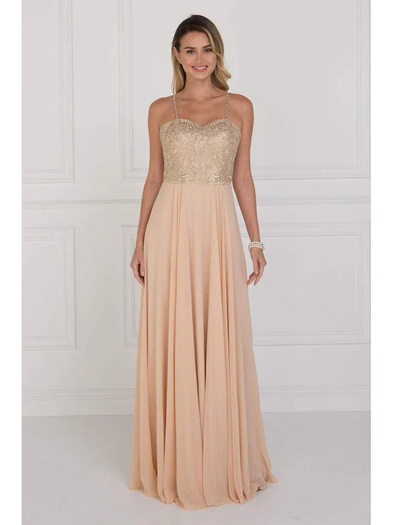white christmas dresses Embellished Chiffon Flutter Sleeve A-Line Gown by Juliet JTM14F M / Silver main image 1