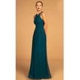 thumbnail image 1 of Women's Elizabeth K Long High Neck Halter Dress Gl2605 Teal Size L, 1 of 5