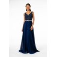 thumbnail image 1 of Women's Elizabeth K Long Illusion V Neck Dress Gl2653 Navy Blue Size XL, 1 of 5