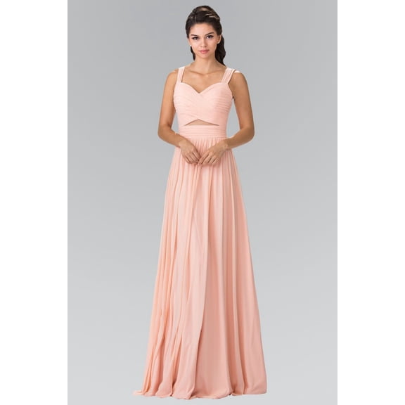 Women's Elizabeth K Long Pleated Cutout Dress Gl2366 Blush Pink Size M