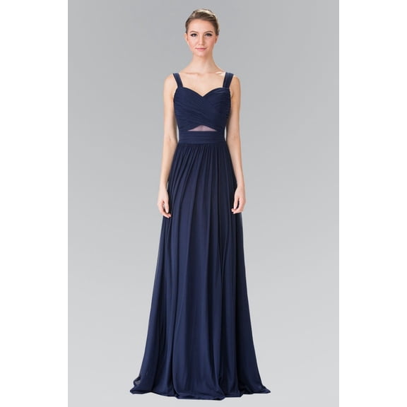 Women's Elizabeth K Long Pleated Cutout Dress Gl2366 Navy Blue Size L