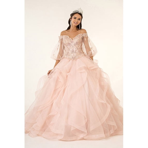 Women's Elizabeth K Off Shoulder Ball Gown Gl2601 Blush Pink Size 3XL