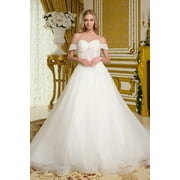 Women's Elizabeth K Off Shoulder Bridal Gown Gl3657 White Size M
