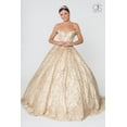 thumbnail image 1 of Women's Elizabeth K Off Shoulder Glitter Ball Gown Gl2831 Champagne Goldish Beige Size XS, 1 of 5