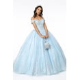 thumbnail image 1 of Women's Elizabeth K Off Shoulder Glitter Gown Gl2910 Baby Blue Size L, 1 of 5