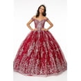 thumbnail image 1 of Women's Elizabeth K Off Shoulder Glitter Gown Gl2910 Burgundy Size 2XL, 1 of 5