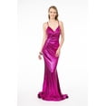 thumbnail image 1 of Women's Elizabeth K Shiny Dress Lamé Prom 2026 Gown Gl2943 Fuchsia Pink Size M, 1 of 5