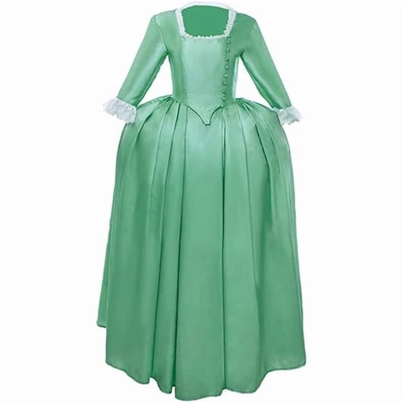 Women's Elizabeth Schuyler Angelica Peggy Inspired Green Vintage Colonial Style Long Dress Elegant Historical Taffeta Gown