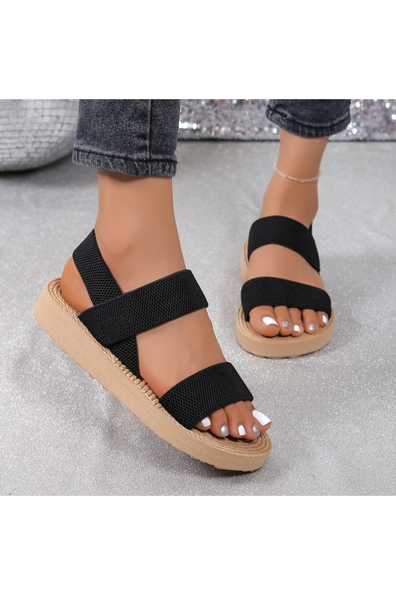 Women's Elle Backstrap Casual Platform Open Toe Wedge Sandals Khaki 36