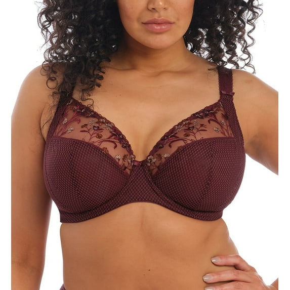 Women's Elomi Best EL4380 Charley Underwire Plunge Bra (Aubergine 32GG)