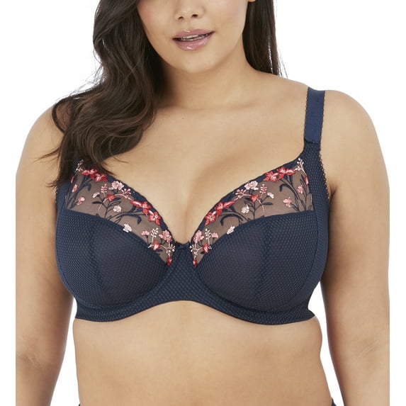 Women's Elomi Best EL4380 Charley Underwire Plunge Bra (Navy 36GG)