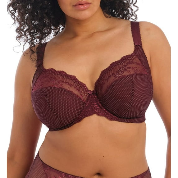 Women's Elomi Best EL4382 Charley Underwire Stretch Lace Plunge Bra (Aubergine 40H)