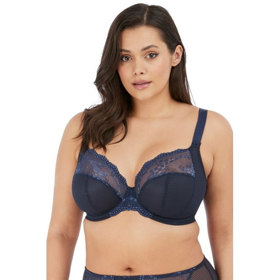 Women's Elomi Best EL4382 Charley Underwire Stretch Lace Plunge Bra (Navy 38DD)