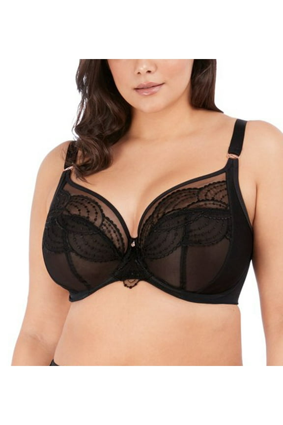 Women's Elomi Best EL4550 Priya Plunge Underwire Bra (Black 38HH)