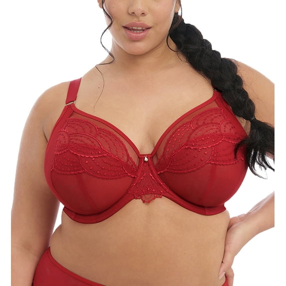 Women's Elomi Best EL4550 Priya Plunge Underwire Bra (Haute Red 38FF)