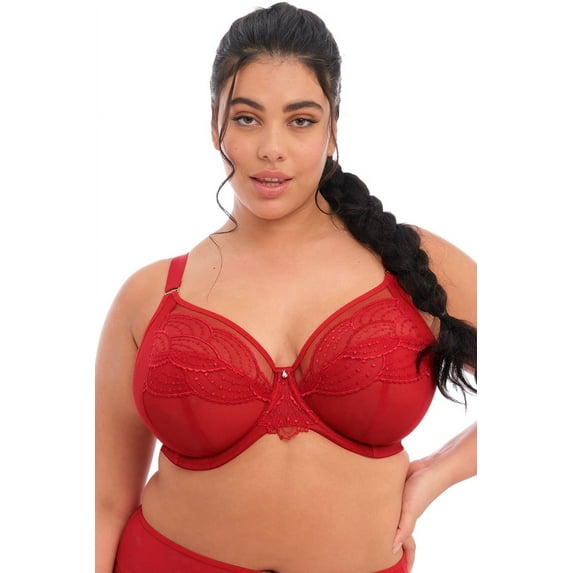 Women's Elomi Best EL4550 Priya Plunge Underwire Bra (Haute Red 42FF)