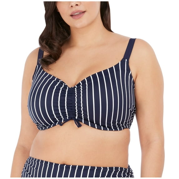 Women's Elomi Best ES7276 Plain Sailing Underwire Crop Swim Top (Midnight Stripe 36F)