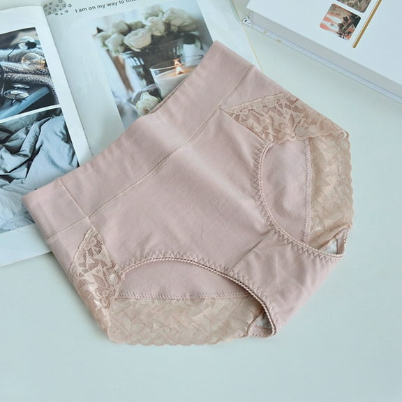 Women's Elongated Crotch Plus Size Belly Cinching High Waisted Breathable Briefs Half Womens Underwear Nylon Lace Thong Panties Pretty Womens Panties Bikini Panties for Women Seamless The Bibs The