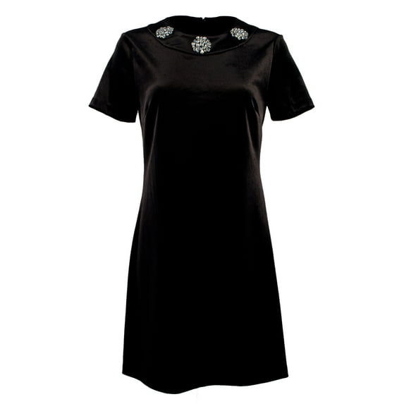 Women's Embellished Velvet Mod Shift Dress-B-M