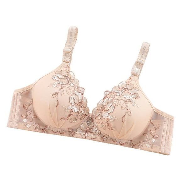 Women's Embroidered Backless Bra - No Underwire, Breathable Beauty Back, US/UK Sizes 34-40 (75-90 EU), Hand Wash Recommended