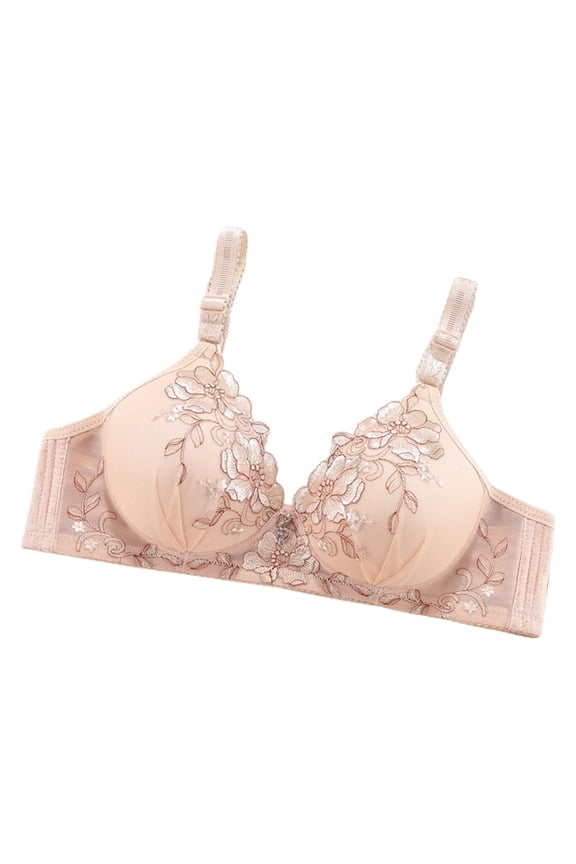 Women's Embroidered Backless Bra - No Underwire, Breathable Beauty Back, US/UK Sizes 34-40 (75-90 EU), Hand Wash Recommended