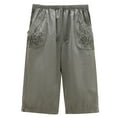 thumbnail image 1 of Women's Embroidered Bermuda Shorts High-Rise Knee Length Short Pant with Pockets, 1 of 6