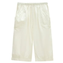 Women's Embroidered Bermuda Shorts High-Rise Knee Length Short Pant with Pockets