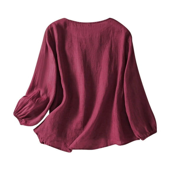 Women's Embroidered Bohemian Floral T-Shirt Long Sleeve Loose Fit Round Neck Spring Top Casual Comfortable Blouse