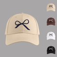 thumbnail image 1 of Women's Embroidered Bow Baseball Cap, Versatile Sun Hat for Spring Summer, Fashionable for Cycling, Camping, and Casual Outdoor Activities-Black, 1 of 5
