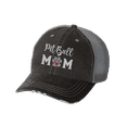 thumbnail image 1 of Women's Embroidered Dog Mom Distressed Baseball Cap, Black/Grey-Pitt Bull, 1 of 4