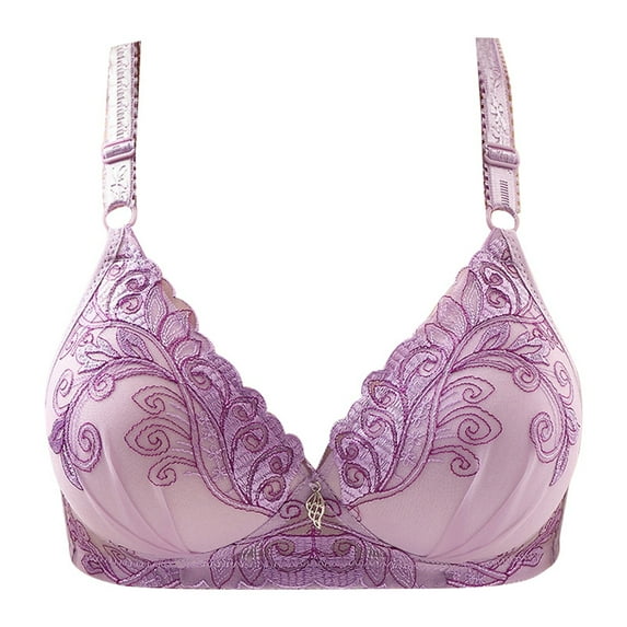 Women's Floral Embroidered Push Up Bra Comfortable Support Thin Fashion Underwear for Daily Wear
