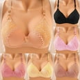 thumbnail image 1 of Women's Embroidered Glossy Bra Comfortable Breathable Underwear Wireless No Underwire Seamless Soft Support Daily Bra for Women | TruBelle,Beige 36, 1 of 5