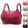 thumbnail image 1 of Women's Embroidered Glossy Bra Comfortable Breathable Underwear Wireless No Underwire Seamless Soft Support Daily Bra for Women | TruBelle,Black 3XL, 1 of 6