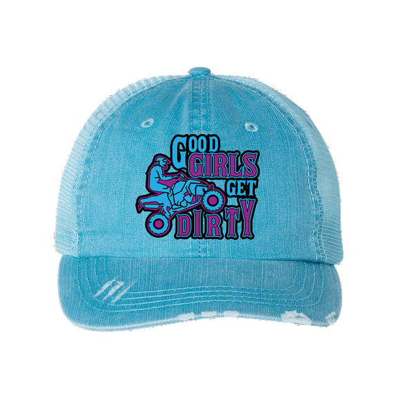 Women's Embroidered Good Girls Get Dirty Baseball Cap, Blue
