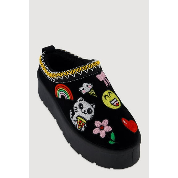 Women's Embroidered Graphic Platform Clogs