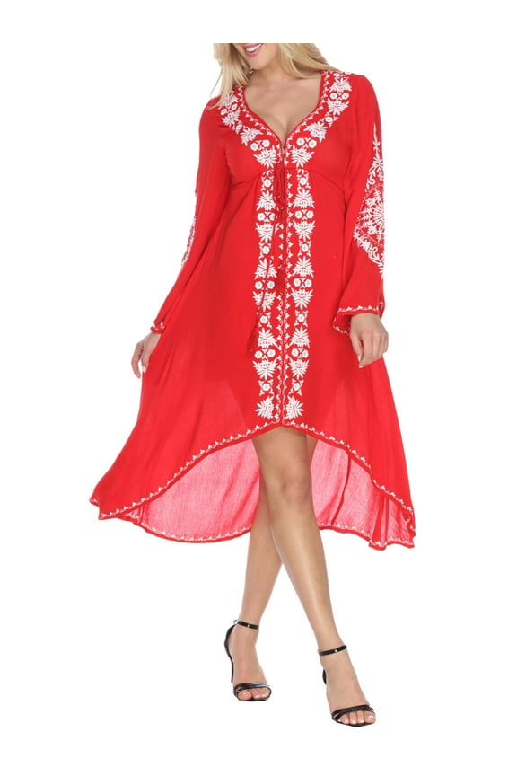 Women's Embroidered High Low Dress