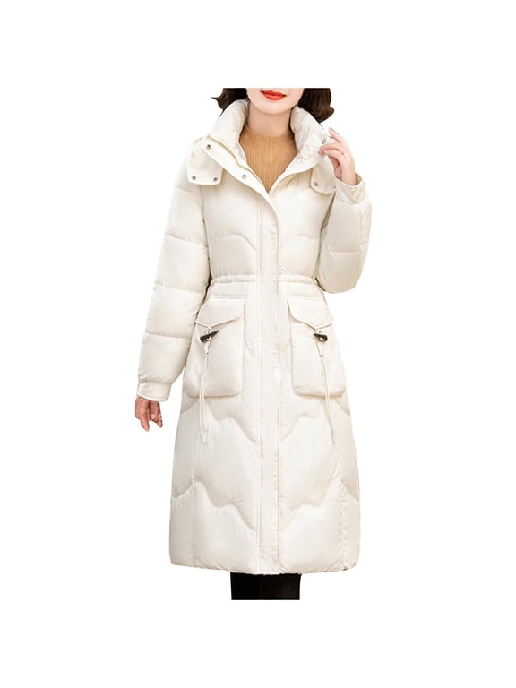 Women's Embroidered Hooded Parka Long Sleeve Button Zip Cotton Coat | Casual Solid Outerwear for Weekend Travel, Campus Strolls and Coffee Shop Meetups