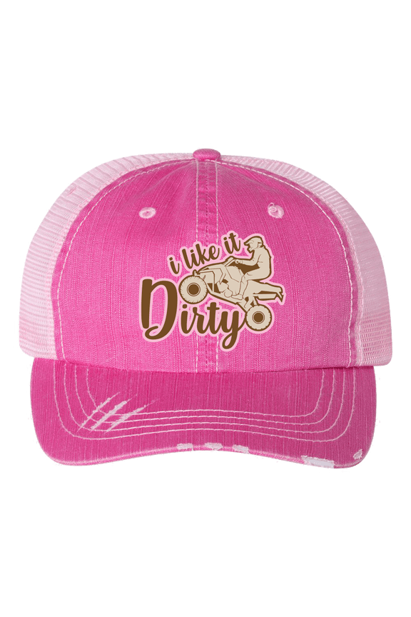 Women's Embroidered I Like It Dirty Baseball Cap, Pink