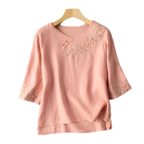 Spring Summer Loose Retro Linen Blouse