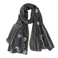 thumbnail image 1 of Women's Embroidered Linen Cotton Scarf, Thin and Plain Solid Color Long Fashion Scarf for Bohemian Style, Layering, and Year-Round Accessories Dark Gray, 1 of 5